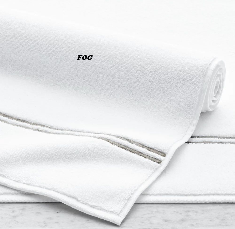 Hotel Satin Stitch Turkish Cotton Bath Mat - Fog / Graphite