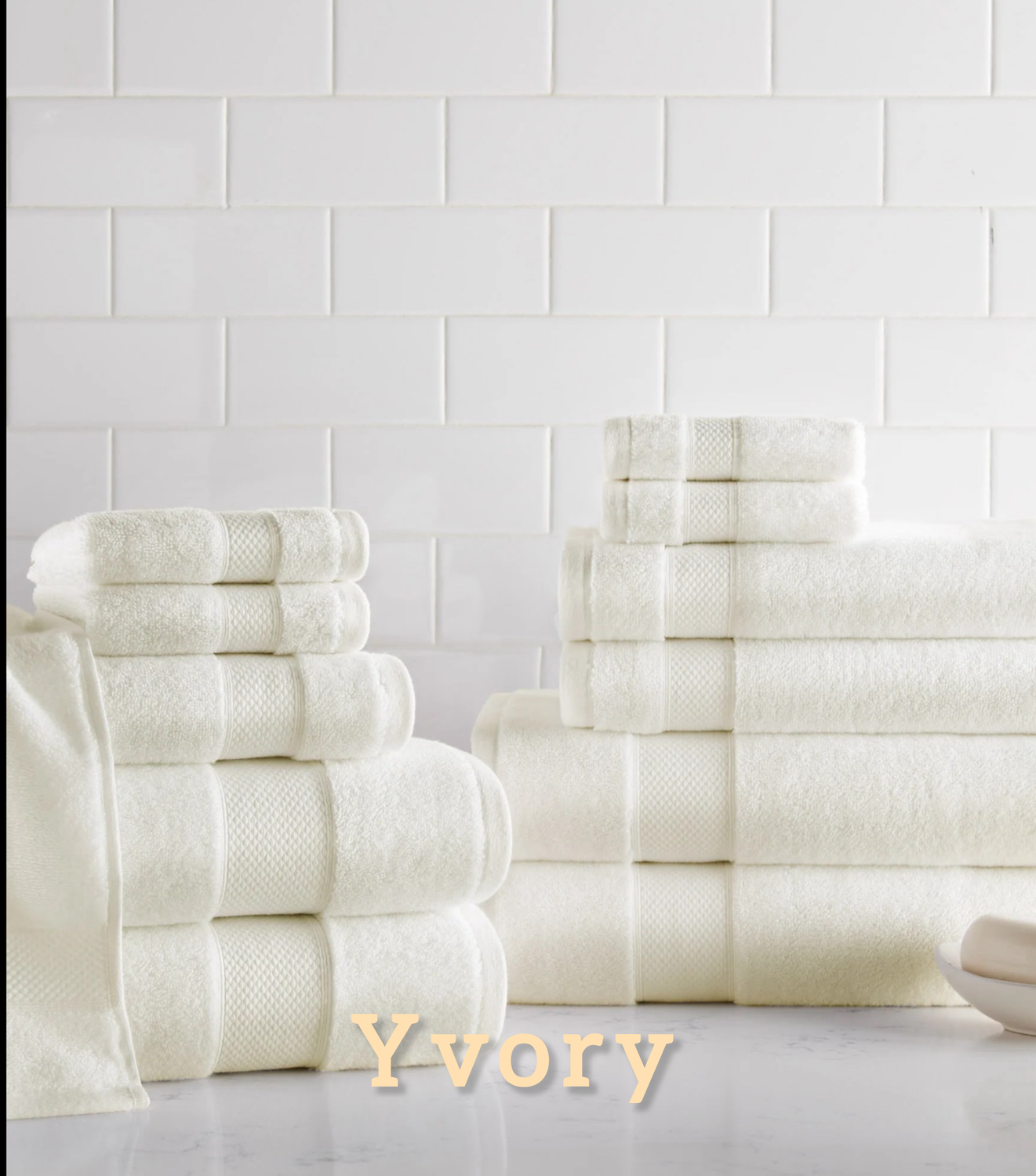 Diamond Towel Bundle - 6 pc Towel Set / Ivory