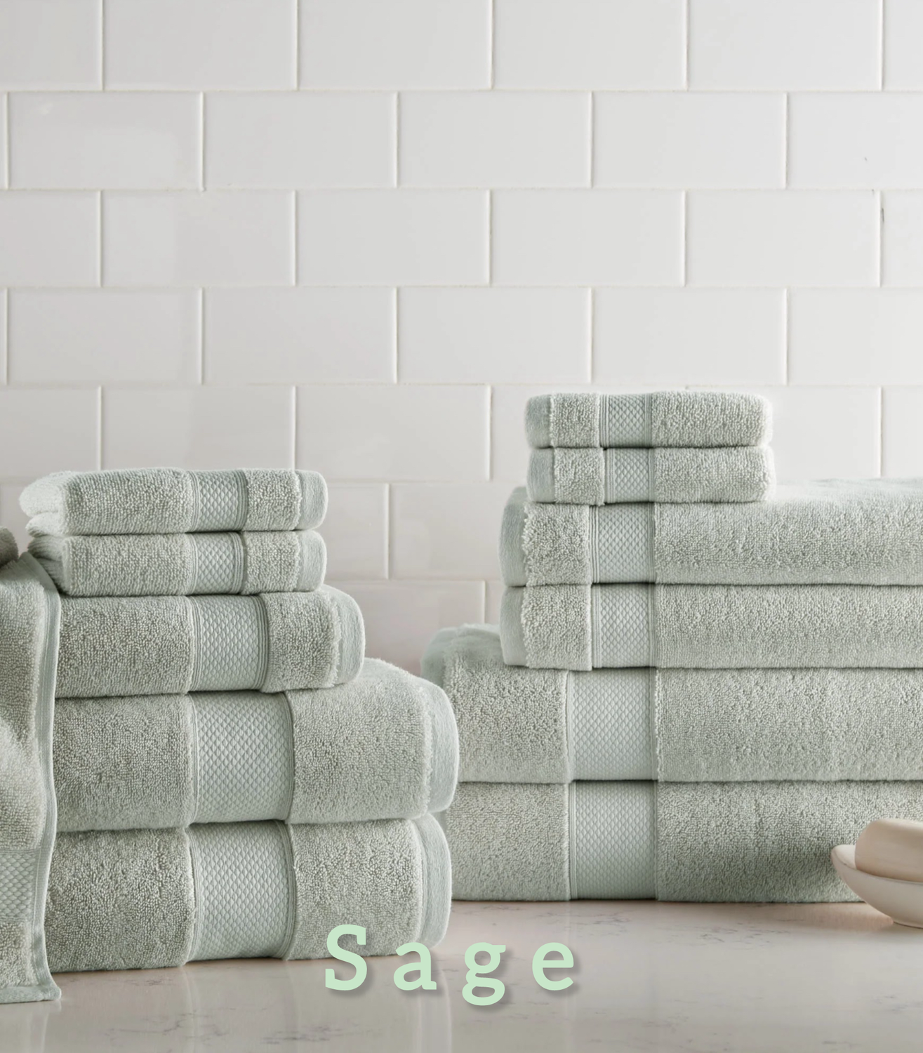Diamond Towel Bundle - 6 pc Towel Set / Sage