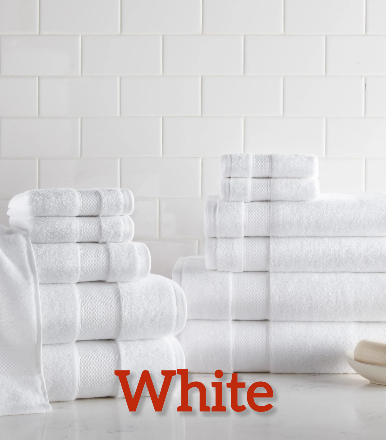 Diamond Towel Bundle -  6 pc Towel Set /White