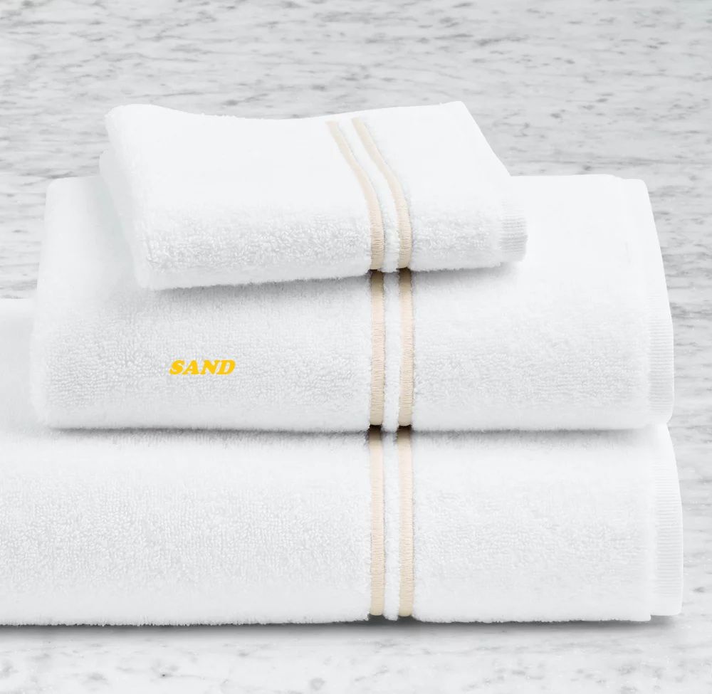 Hotel Satin Stitch Turkish Cotton Towel Set - Sand