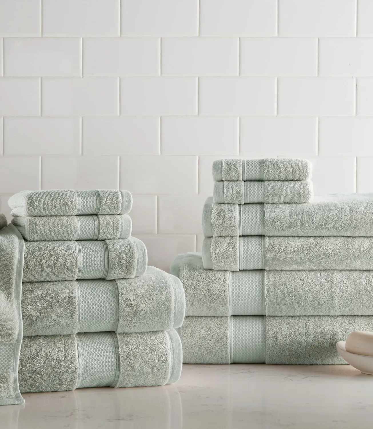 Diamond Towel Bundle - 12 pc Bath Set - Silvr Sage