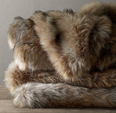 Ultimate Faux Fur Throw - Timber Wolf