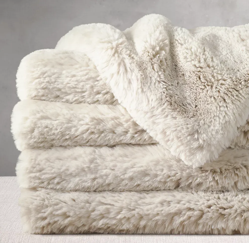 Lapin Ultra-Fine Faux Fur Throw - Dune