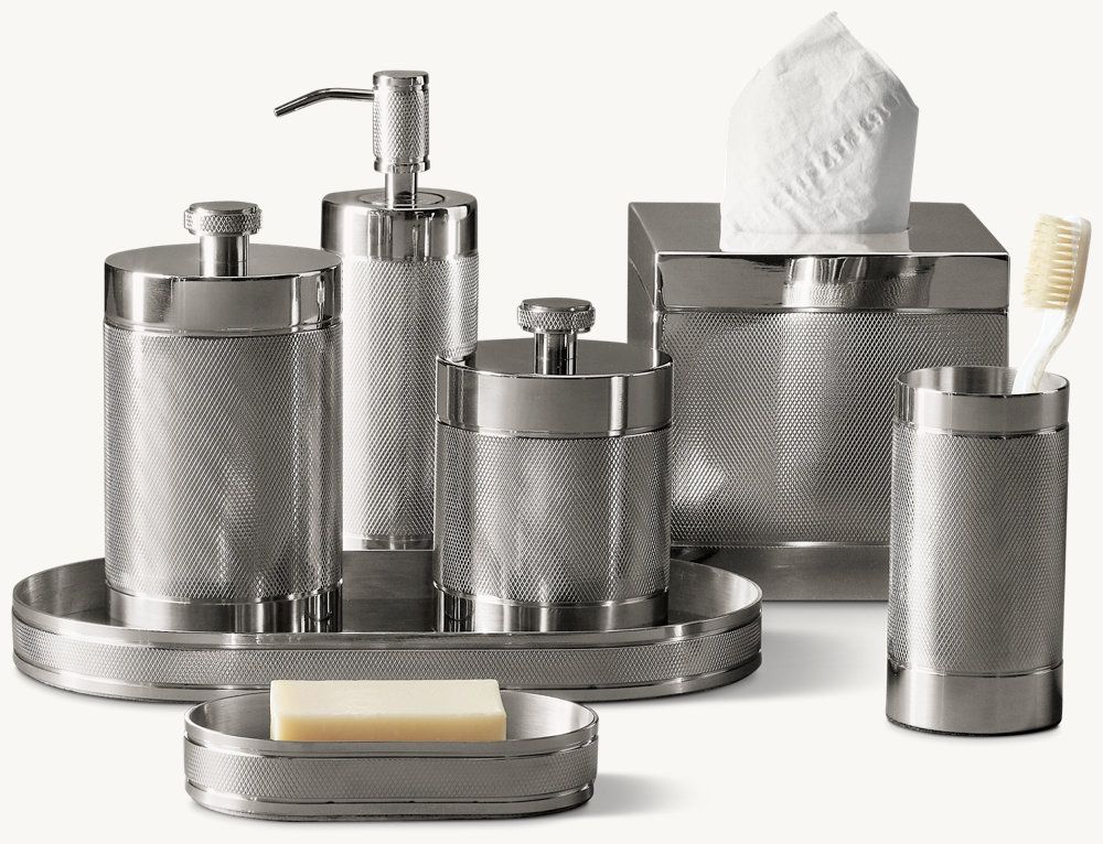 Lambeth Knurled Bath Accessories Collection - 5-Piece Polished Nickel