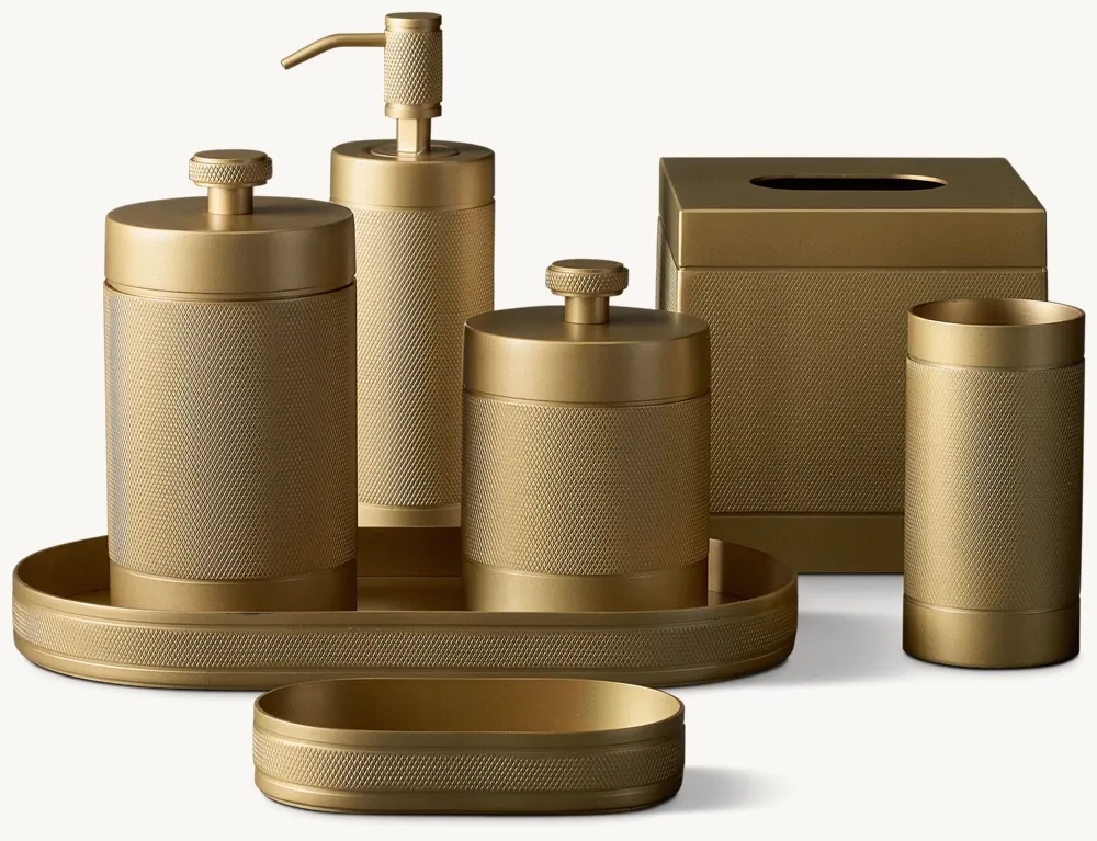 Lambeth Knurled Bath Accessories Collection - 5 -Lacquered Burnished Brass