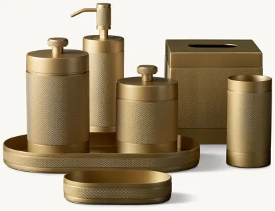 Lambeth Knurled Bath Accessories Collection - 5 -Lacquered Burnished Brass