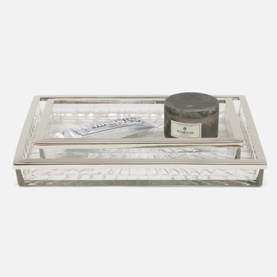 Argos Tray Set - Clear Glass/Nickel