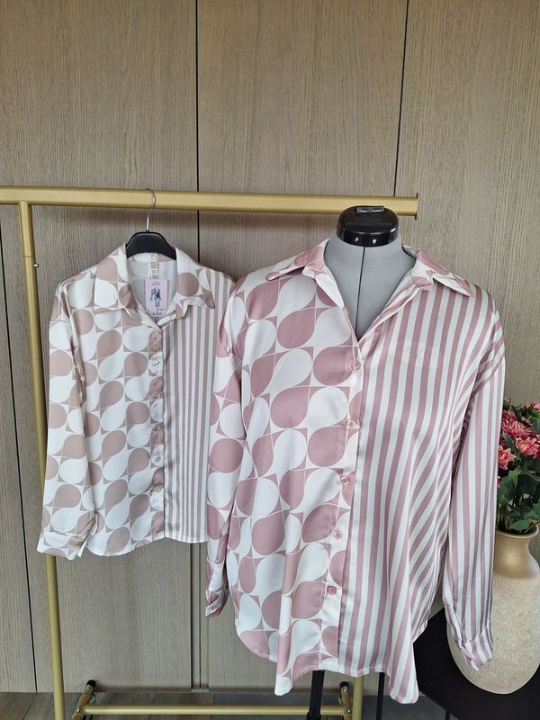 Hemd Colette - satin look met retro print