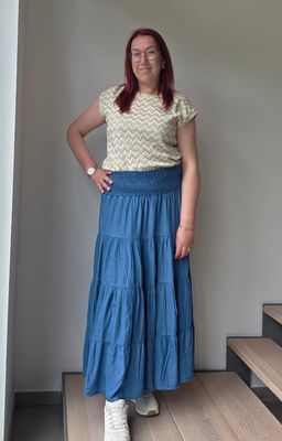 Long Layered Jeans Rok