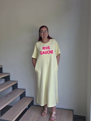 Jurk Rive - sweater stof met Rive Gauche opdruk