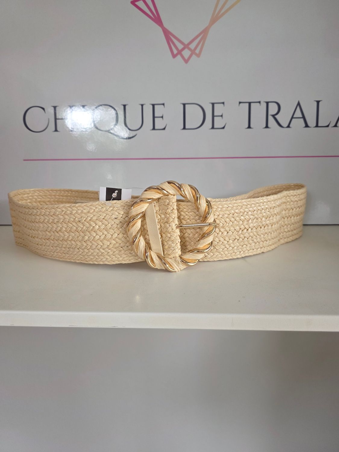 Non-Elastic Beige Reed-Look Riem - 105cm