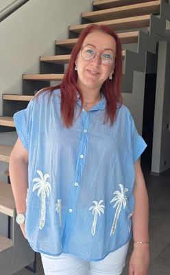 Breezy Blue Palm Hemd