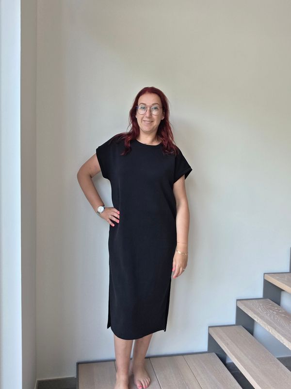 Jurk Maya - Mooij lang in velvet look met zakken