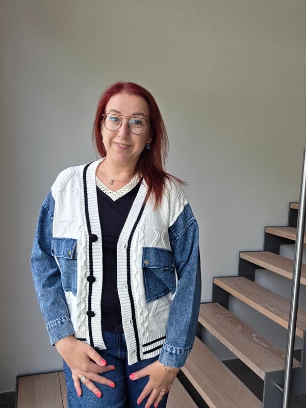 Cable Knit & Denim Cardigan