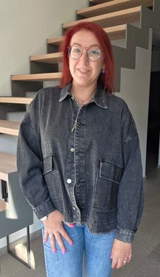 Denim Jasje Evy - oversized met glitter zakken
