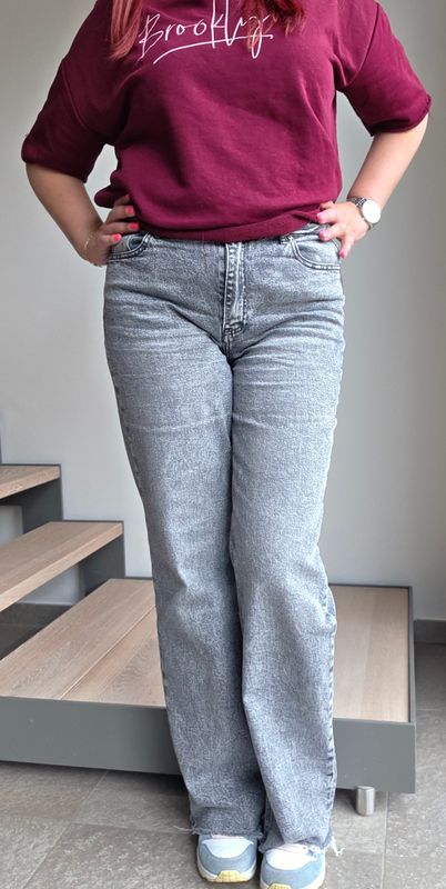 Queen Hearts Grey Wide Leg Tall Jeans - 85cm
