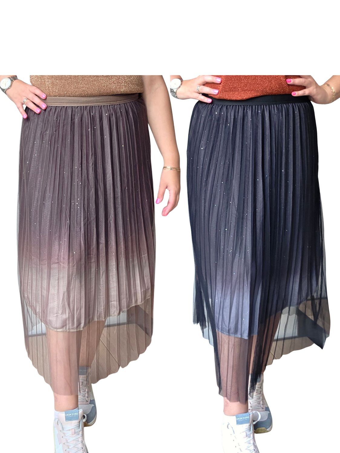 Rok Lisanne - lang plissé met gradé Rok Lisanne - lang plissé met gradé