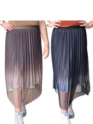 Long Plissé Glitter Rok
