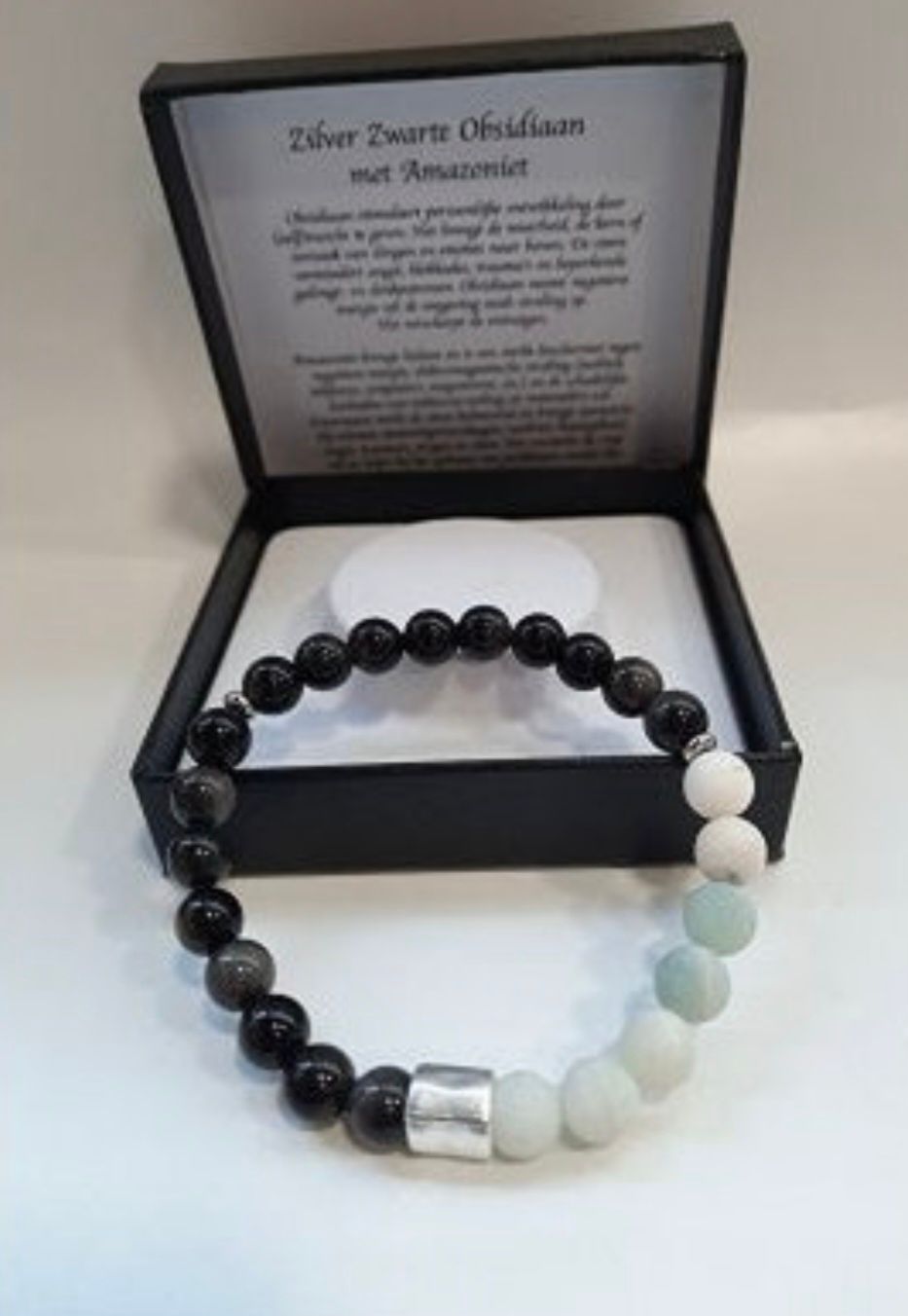 Obsidiaan met Amazoniet Armband - 20.5cm