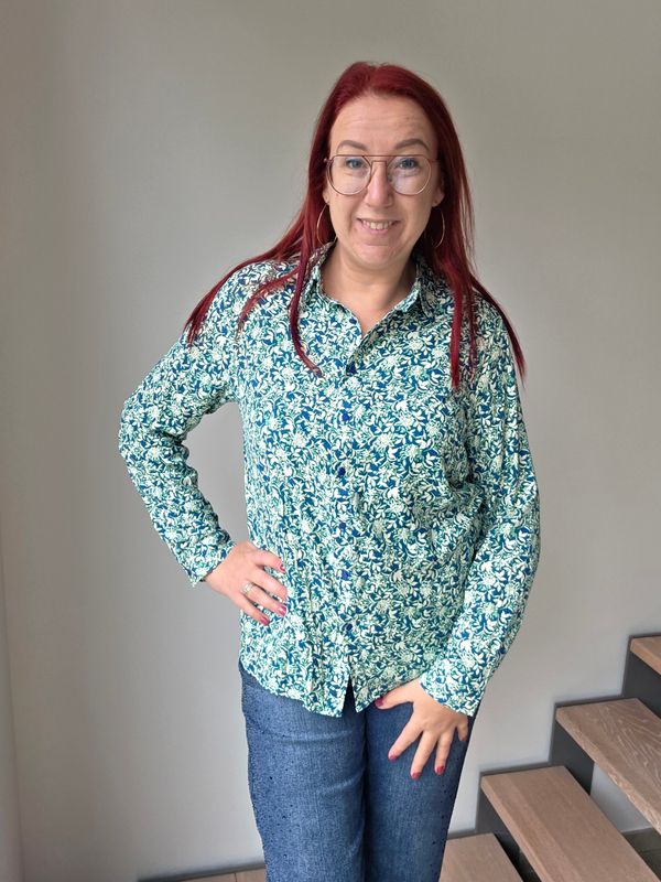 Hemd Alba - appel blauw zee groen