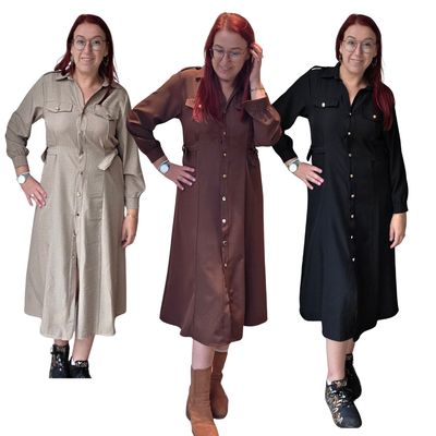 Long Gold Button Jurk