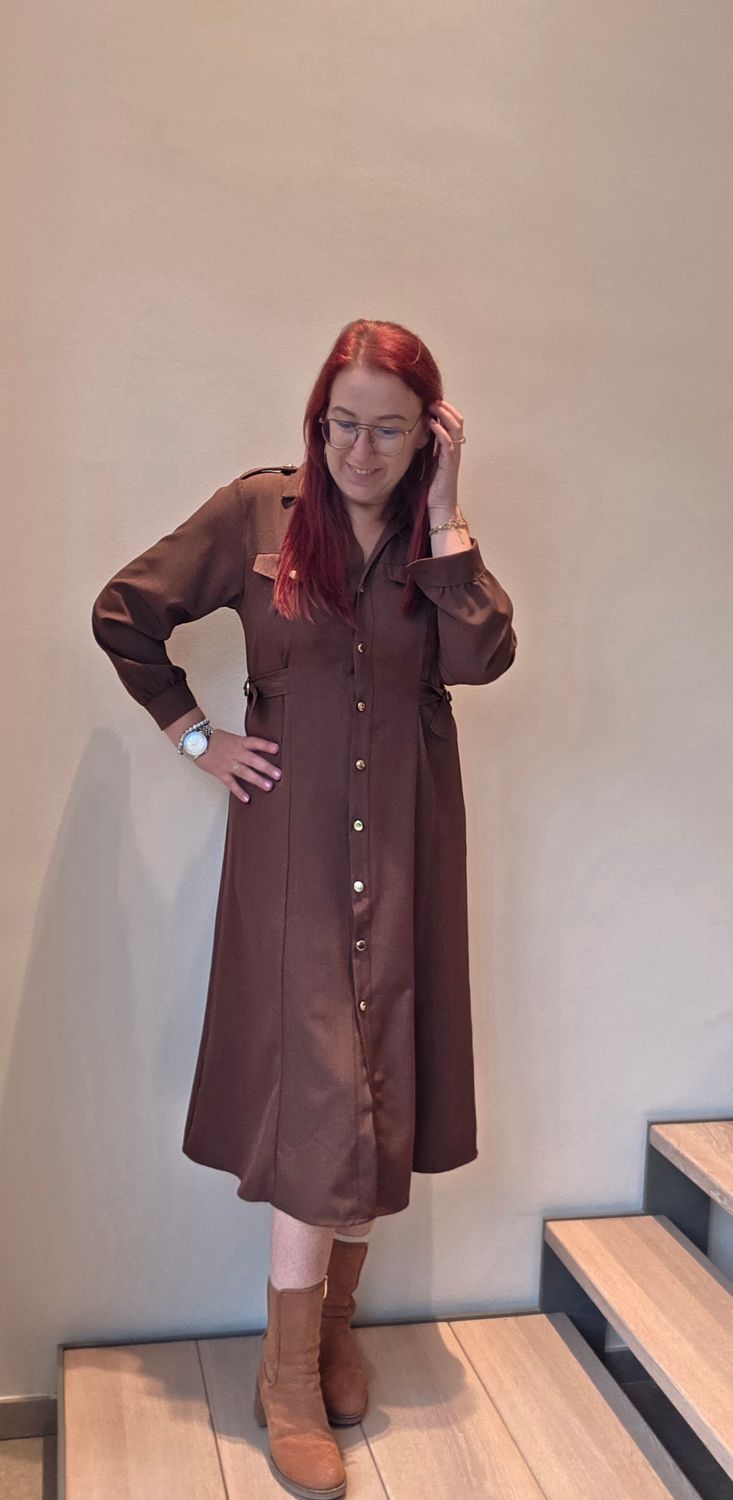 Long Gold Button Jurk