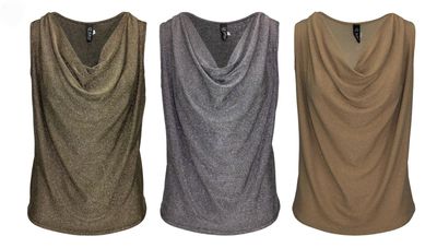 Sparkly Waterfall Neckline Top Sparkly Waterfall Neckline Top