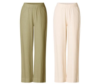 Linen Look Wide Leg Broek