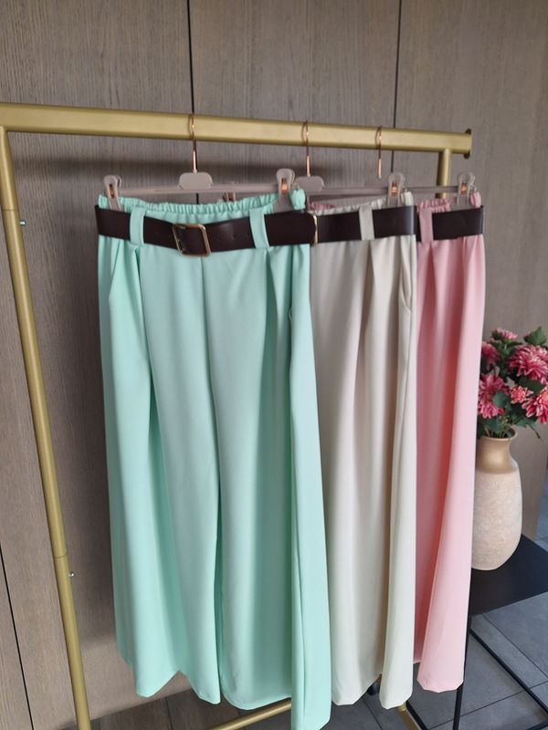 Pantalon Katrien - palazzo stijl in travel stof met riem