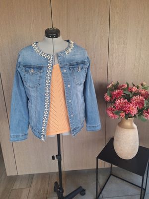 Jeans Jasje Camille - parels en steentjes met drukknopen