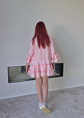 Jurk Juna - kort in boho met parels