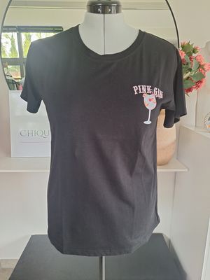 Shirt Ginnie - basic met pink gin opdruk