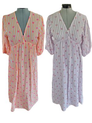 Jurk Helena - tetra stof met hartjes en strepen