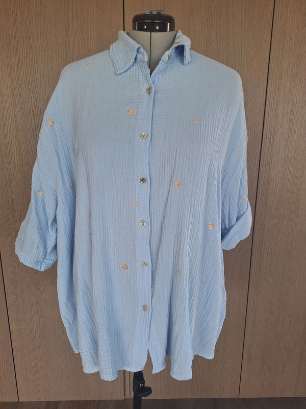 Hemd June - strijkvrije tetra stof met hartjes