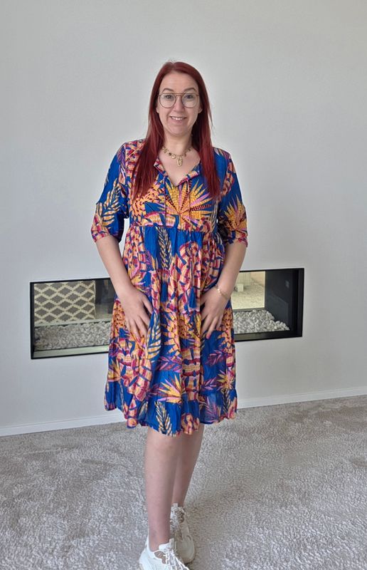 Midi Wrinkled Palm Jurk