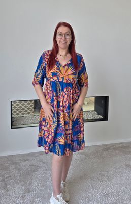 Midi Wrinkled Palm Jurk