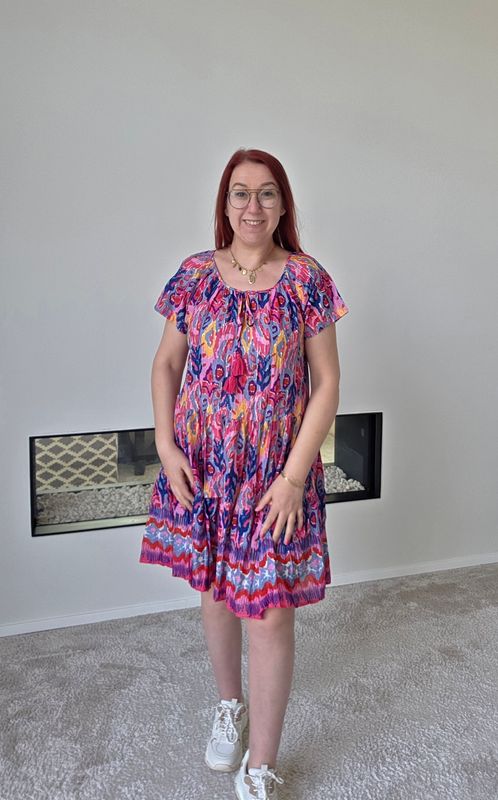 Short Wrinkled Color Bomb Jurk