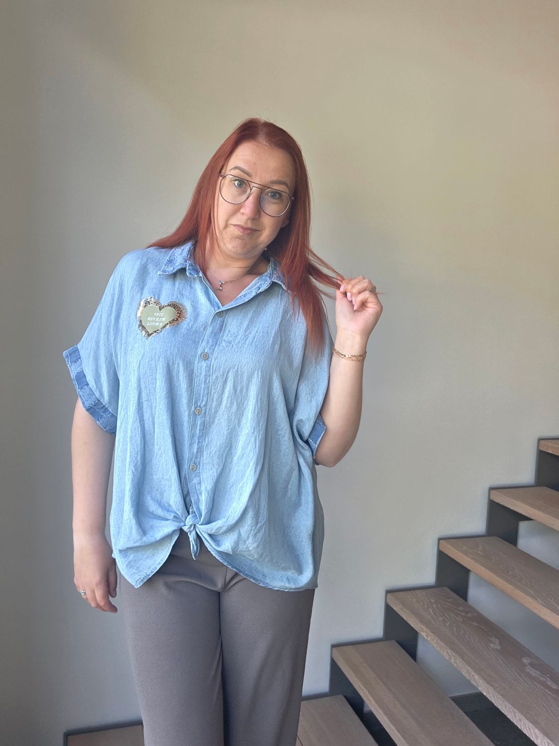 Top Joke - jeans look met panter opdruk Top Joke - jeans look met panter opdruk