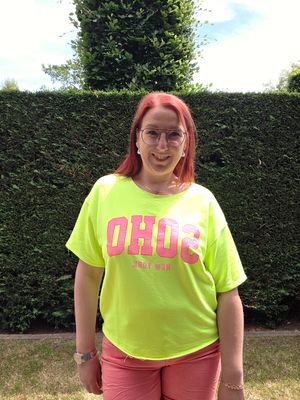 Sweatshirt Yoli - neon geel met SOHO opdruk