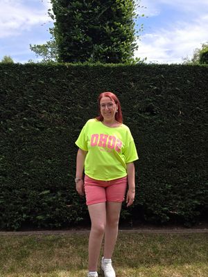 Sweatshirt Yoli - neon geel met SOHO opdruk