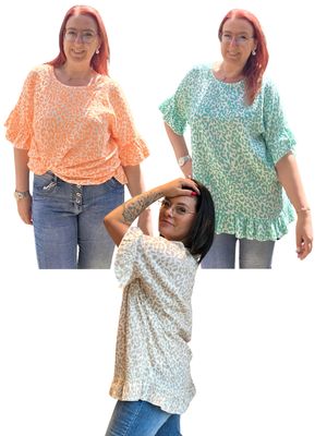 Top Erna - panter met ruffle