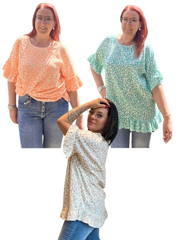 Top Erna - panter met ruffle Top Erna - panter met ruffle