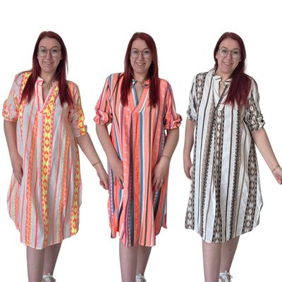 Jurk Ziva - driekwart mouw met Aztec vibes