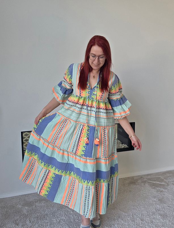 Jurk Azira - dikkere kwaliteit met Aztec print