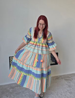 Jurk Azira - dikkere kwaliteit met Aztec print