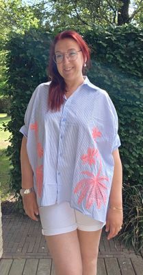 Hemd Pamela - oversized met fluo palmboom