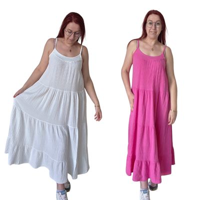 Jurk Larissa - Tetra stof met spaghetti bandjes