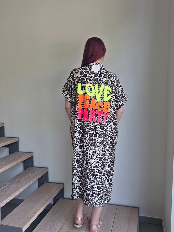 Jurk Joëlle - panter met neon rugbedrukking