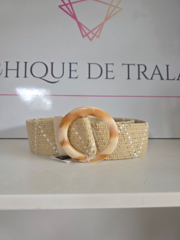 Elastic ZigZag Beige Wit Goud - 90cm